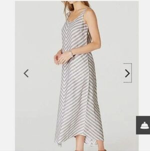 J. Jill Gray and White Striped Midi Dress